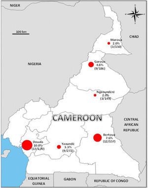 Seroprevalence of Zika virus in blood donors from six regions of Cameroon.