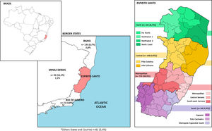 Distribution of origin of volunteers in Espirito Santo and border stares.