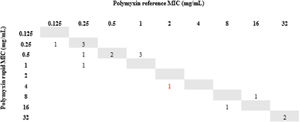 Determination of the polymyxin B MIC – Klebsiella pneumoniae.