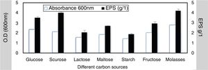 Effect of different carbon sources on EPS production.