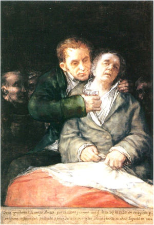 Goya atendido por el Dr. Arrieta, Goya, 1820.