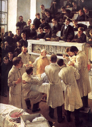 Theodor Billroth Operating. Adalbert Franz Seligmann. 1880. Österreichische Galerie Belvedere.