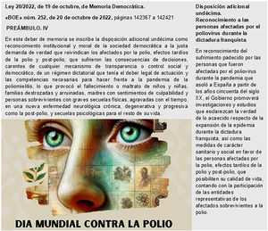 Ley 20/2022 de Memoria Democrática. Referencias al síndrome pospolio.
