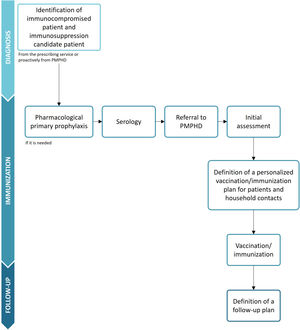 Description of the healthcare process. PMPHD: preventive medicine and public health departments.