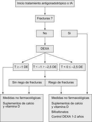 Estrategia ante paciente que inicie tratamiento antigonadotrópico o con inhibidores de la aromatasa.
