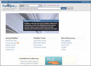 Página principal de PubMed.