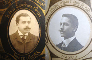 The traditional bordered portraits of Covisa and Sainz de Aja commemorating their graduation from the University of Madrid. These portraits are currently displayed in the main hall of the College of Physicians in Madrid. These 2 young dermatologists arrived at Hospital de San Juan de Dios on August 1, 1908, joining Azúa, whose experience stretched over 20 years at the hospital. Their meeting led a year later to the founding of the Spanish Society of Dermatology and Syphilology (now the Academy of Dermatology and Venereology) and to the start of the Society's journal Actas Dermo-Sifiliográficas.