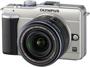 Example of a mirrorless camera, which is similar in size and appearance to a compact camera but offers superior features.