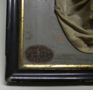 Label naming Zofío on a figure in the museum of the Granada Faculty of Medicine.