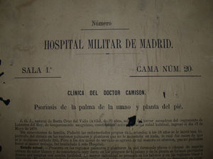 Case history for a figure at the Hospital Militar de Madrid.