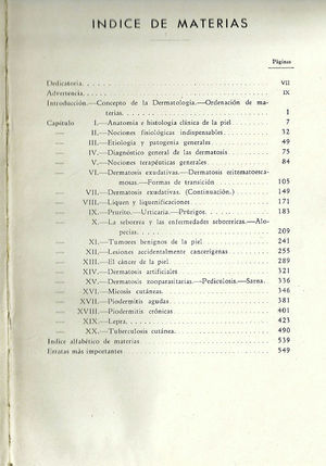 Table of contents showing all the areas covered.