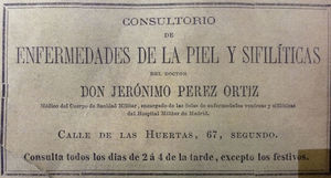 Advertisement for Pérez Ortiz's private clinic.