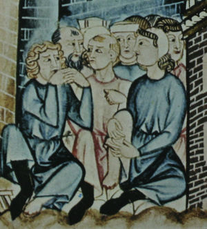 Persons with ergotism, or St. Martial's fire, in Cantiga 91. Note the loss of distal extremities. © by Patrimonio Nacional.