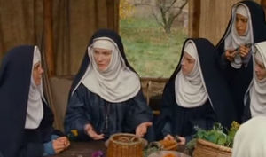 Scene from Vision, the 2009 film about Hildegard of Bingen, directed by Margarethe von Trotta. Abbess Hildegard explains the properties of medicinal plants to her disciples.