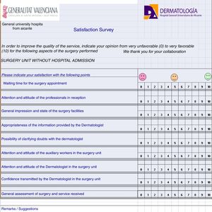 Example of satisfaction survey administered to dermatology patients.