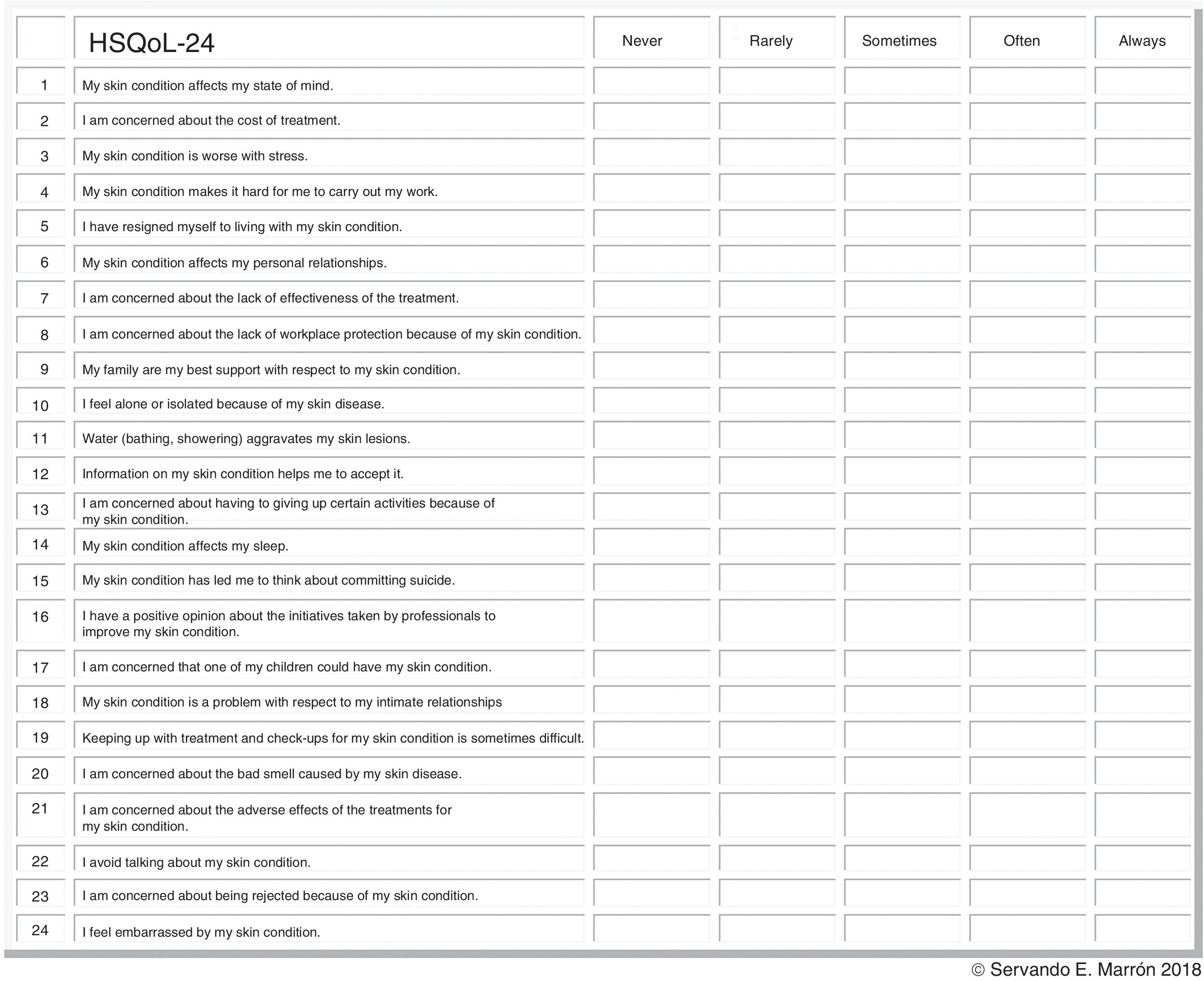 Hisqol Questionnaire.pdf Development and Preliminary Validation of the HSQoL-24 Tool to Assess ...