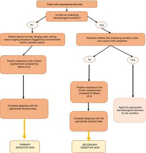 Diagnostic algorithm for sensitive skin syndrome.
