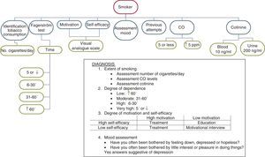 Algorithm for diagnosing smoking in smokers with previously diagnosed COPD.