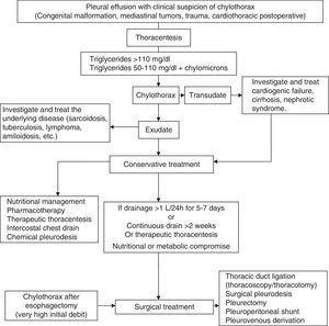 Treatment algorithm for chylothorax.