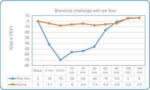 Bronchial provocation test with rye flour.