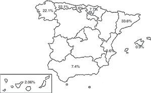 Distribution of cases by autonomous communities.