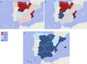 Geographical distribution for (a) additional non-tobacco risk factors, (b) occupational exposures, and (c) biomass exposure, in a smoking population.