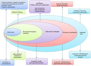 Basic elements of an integrated care model in COPD. Adapted by C. Hernández de Spruit et al.11