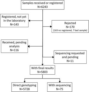 Flow chart of the distribution of cases.