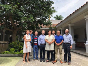 Annals of Hepatology´s Editorial Board Meeting (Cuernavaca, Morelos, 2018). Left to right: Dr. Giota Panopoulou, Dr. Claudio Tiribelli, Dr. Misael Uribe, Dr. Marco Arrese, Varinia B. Chacón, Dr. Norberto Chávez, Dr. Arturo Panduro and Dr. Eduardo González. (Photo courtesy of Dr. Misael Uribe.