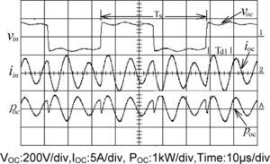 The measured waveforms with transformer being open-circuited.