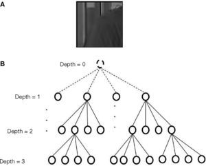 Complex region by proposed method. A: current CTB. B: quad-tree partition of current CTB.