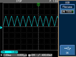 A triangular carrier of frequency 1kHz used for the sinusoidal PWM.