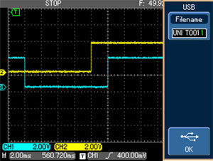 The load side voltage and current waveforms.