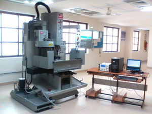 Experimental setup in Haas vertical machining center.