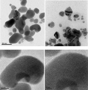 TEM images of silver nanoparticles using papaya peel extract.