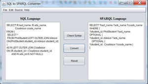 Conversion example of SQL query with nested Left Outer Join.