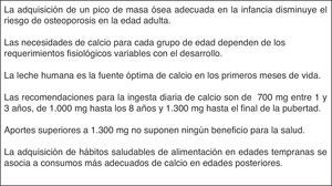 Ingesta de calcio: puntos clave.