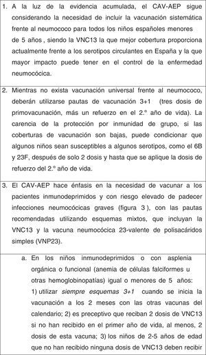 Recomendaciones de vacunación antineumocócica.