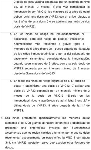 Recomendaciones de vacunación antineumocócica.