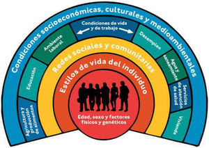 Modelo de determinantes sociales de la salud de la OMS. Fuente: OMS.