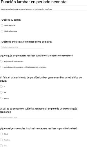 Encuesta punción lumbar en período neonatal.