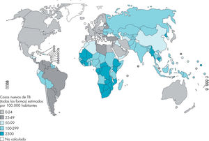 Situación mundial de la tuberculosis en el año 2008, OMS 2010.