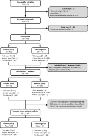 Flow chart. ITT = Intention-to-treat. Nmax = Maximum N for analyses.