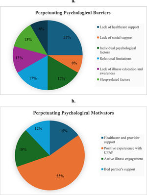 Perpetuating psychological factors related to CPAP adherence (a. Barriers; b. Motivators).