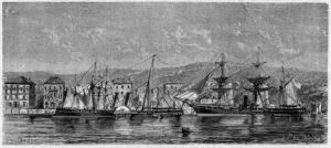 El puerto de Santander en torno a 1860.
