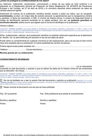 Solicitud de autorización para acceso y publicación de datos de salud como caso clínico/series de casos.