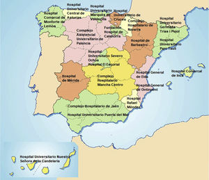 Hospitales y municipios participantes en cada una de las comunidades autónomas participantes: Hospital General Universitario de Elda: Cañada, Algueña, Sax, Beneixama, Biar, El Pinós, Salinas, Hondón de los Frailes, Hondón de las Nieves (Comunidad Valenciana). Hospital General de Ontinyent: Fontanars del Aforins, Atzeneta D’Albaida, Bocairent, Agullent, Aielo de Malferit, Albaida, Bèlgida, Palomar, Benisoda, Carricola, Bufalí (Comunidad Valenciana). Complejo Asistencial Universitario de Palencia: Torquemada, Baltanás, Paredes de Nava, Dueñas, Villada, Herrera de Pisuerga, Carrión de los Condes, Saldaña, Osorno (Castilla y León). Hospital Comarcal de Monforte de Lemos: Quiroga, Carballedo, Folgoso do Courel, Chantada, Bóveda, Saviñao, Sober, Pantón (Galicia). Complejo Hospitalario de Navarra: Lekunberri, Aoiz, Mendigorria, Sangüesa, Olite, Irurtzun, Puente de la Reina, Larraga, Falces (Navarra). Hospital Universitario Puerta del Mar: San Fernando, Cádiz (Andalucía). Complejo Hospitalario Universitario de Jaén: Martos, Jaén (Andalucía). Hospital Universitario Central de Asturias: Langreo, Oviedo (Asturias). Hospital de Barbastro: Barbastro, Monzón (Aragón). Hospital Comarcal de Inca: Inca, Sa Pobla (Islas Baleares). Hospital Universitario Nuestra Señora de la Candelaria: Güimar, Candelaria (Islas Canarias). Hospital Universitario Marqués de Valdecilla: Camargo, Santander (Cantabria). Complejo Hopsitalario Mancha Centro: Campo de Criptana, Alcázar de San Juan (Castilla La Mancha). Hospital Universitario Germans Trias i Pujol: El Masnou, Santa Coloma de Gramenet, Sant Adriá del Besós (Cataluña). Hospital Universitari Parc Taulí: Barberà de Vallès, Sabadell (Cataluña). Hospital de Mérida: Mérida, Almendralejo, Montijo (Extremadura). Fundación Hospital de Calahorra: Calahorra, Arnedo (La Rioja). Hospital Universitario Severo Ochoa: Leganés (Madrid). Hospital El Escorial: San Lorenzo de El Escorial, Galapagar (Madrid). Hospital Rafael Méndez: Águilas, Lorca (Murcia). Hospital Universitario de Cruces: Sestao, Baracaldo (País Vasco).