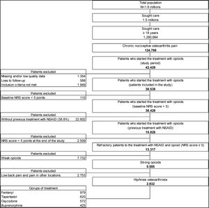 Study population flow chart. aOxycodone patients included those receiving a combination of oxycodone+naloxone (85.7%) while others (14.3%) were on treatment with oxycodone alone.
