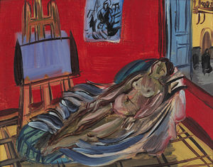Modelo no atelier, 1942. Óleo sobre cartón. Donación de João de Lacerda. MDC254-1957. Colección Museo de Caramulo, Portugal.