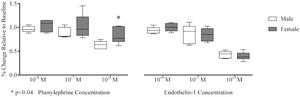 Arteriolar vasoconstriction induced by phenylephrine and endothelin-1 according to dose.
